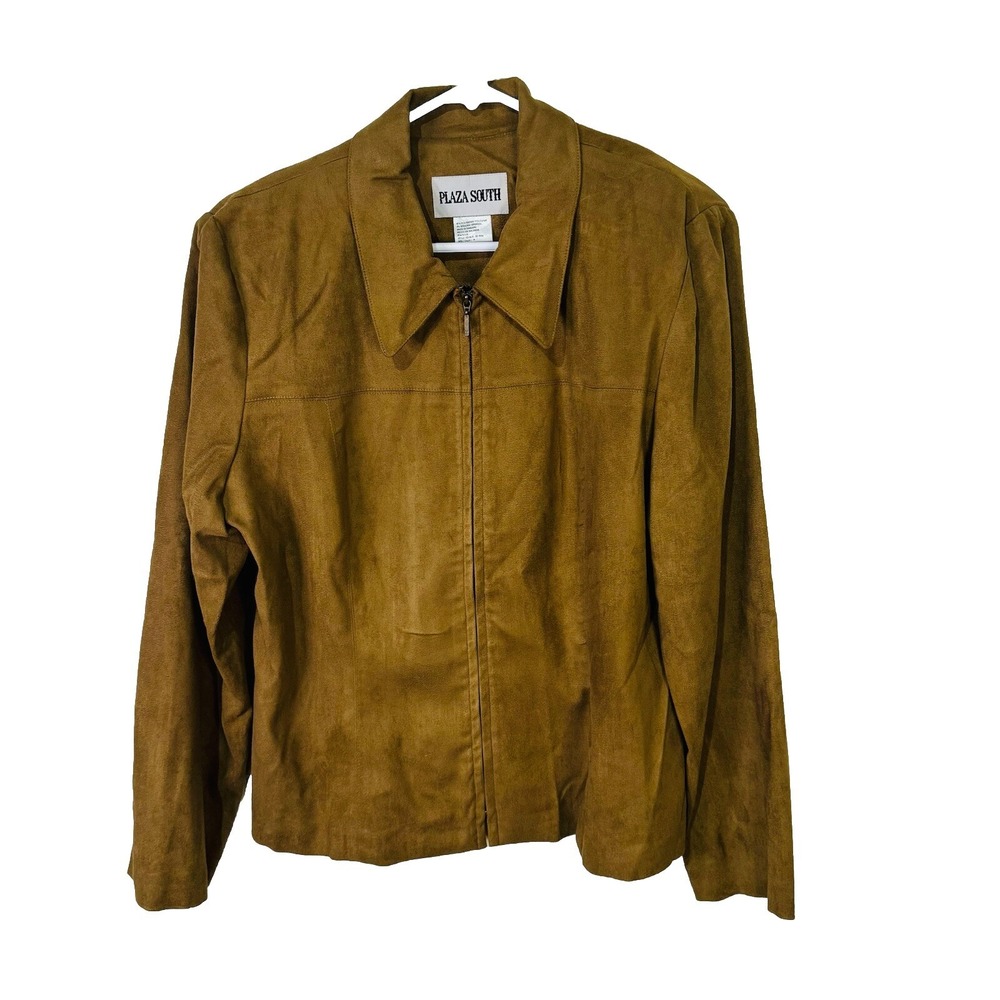Plaza South Women's Blazer Jacket Shoulder Pads Size 14 Brown NWT